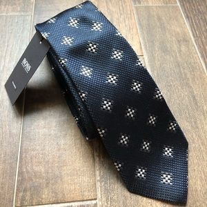 Hugo Boss Men's Navy Geometric Tailored Silk Tie